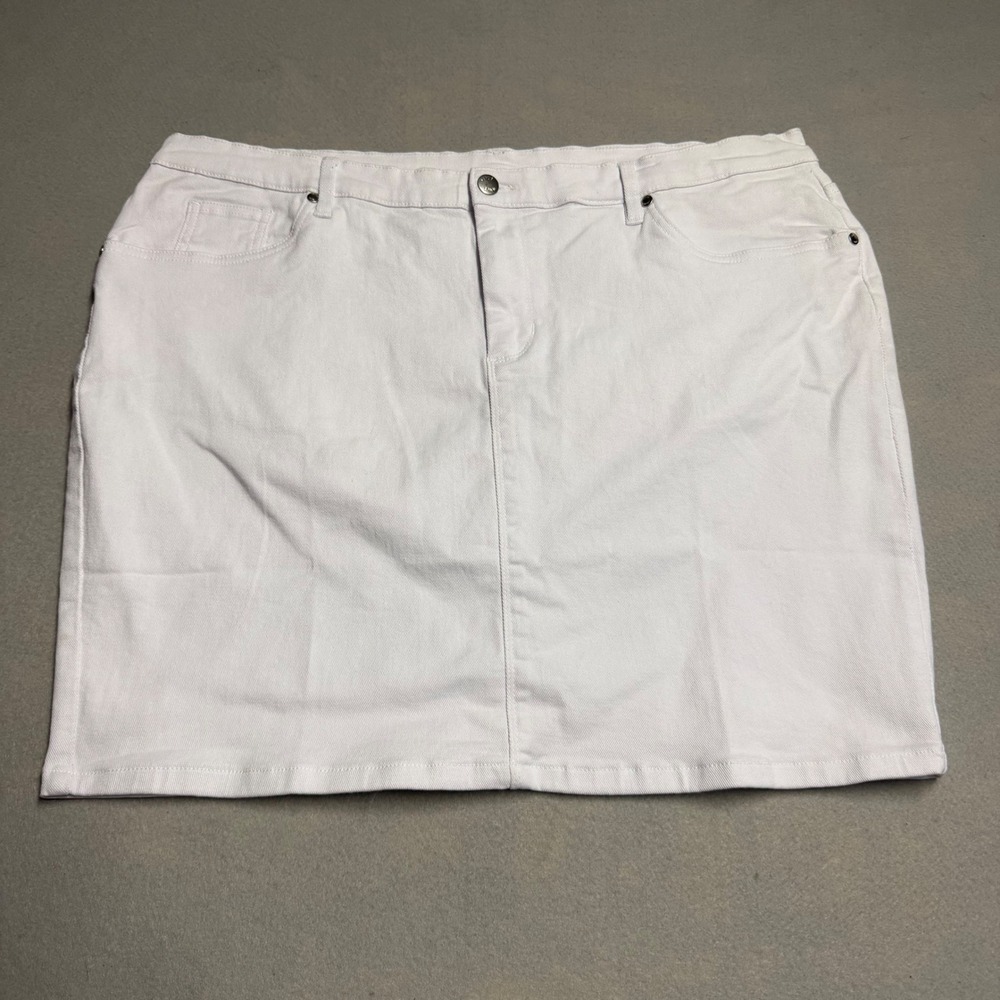 Venus Womens White Denim Mini Skirt Size 20 Five Pocket Casual Summer Basic
